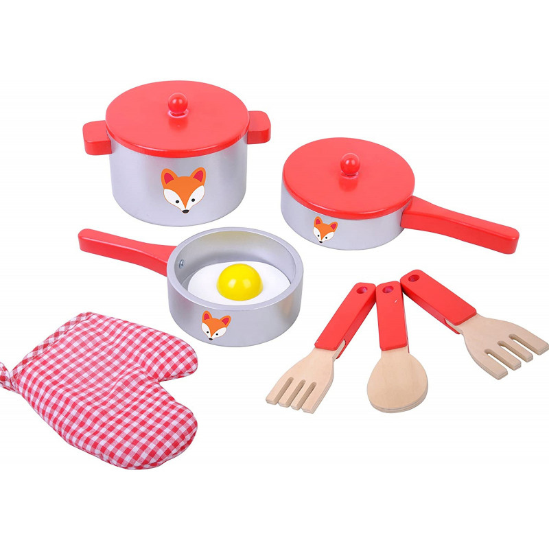 Jumini Children’s Toy Wooden Pan and Kitchen Utensil Set, Currently priced at £19.99